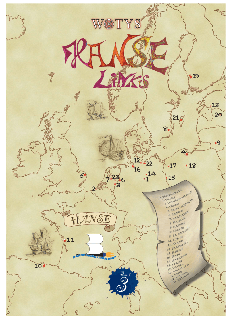 Karte der zehn teilnehmenden Hansestädte aus Hanse Links Band 3